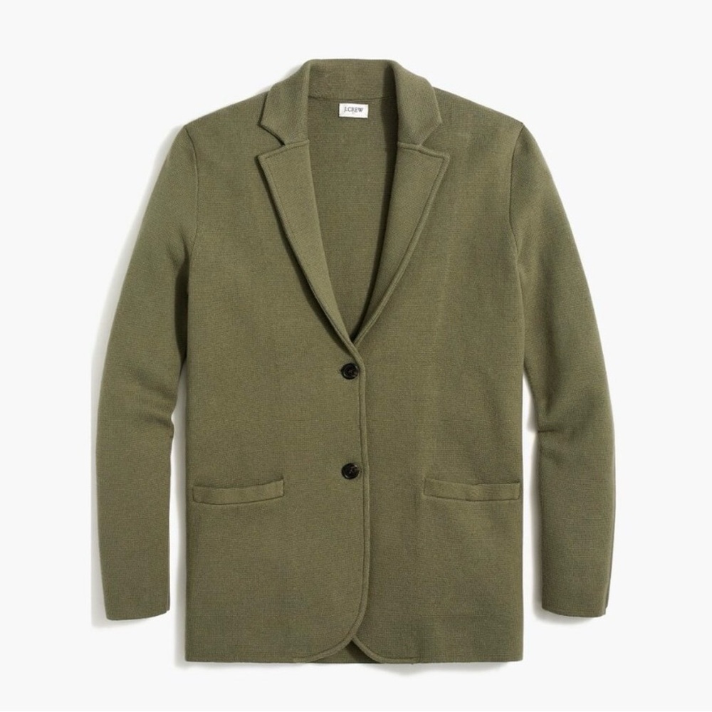 NWT J.Crew Classic Fitted Cotton Sweater Blazer Frosty Olive Green XL